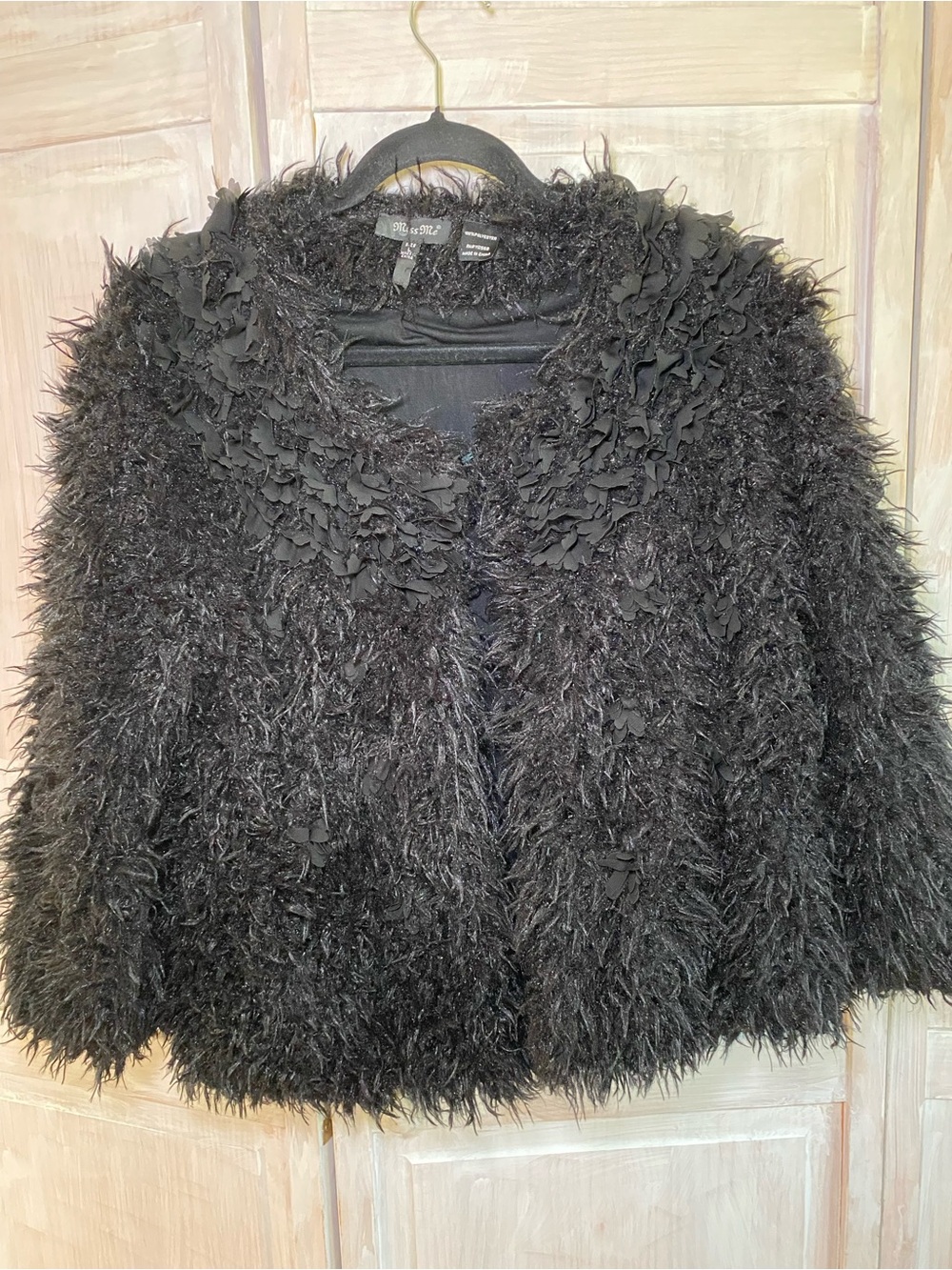 Miss Me Black Faux Fur Textured Shrug